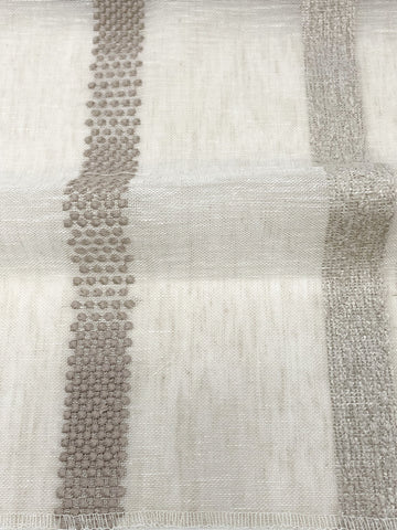 Embroidery Dot and Texture Stripe Blend sheer Linen Fabric By The Yard, Curtain, Drapery, Table Top, 54" Width/CL1126