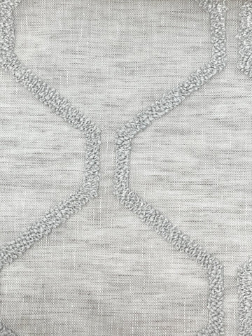 Embroidery Modern Geometric Blend Linen Sheer Fabric By The Yard, Curtain, Drapery, Home Decor, Table Top, 54" Width/CL1133