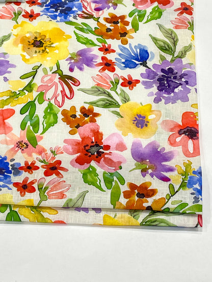 Floral Handkerchief Light Weight 100% Linen Fabric By The Yard, 58"Width, CL1103