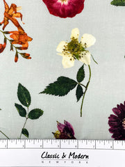 Floral Plants Handkerchief Light Weight 100% Linen Fabric By The Yard, Dress, Skirt, Pant, Curtain, Drapery, Table Top, 57" Width/CL1109
