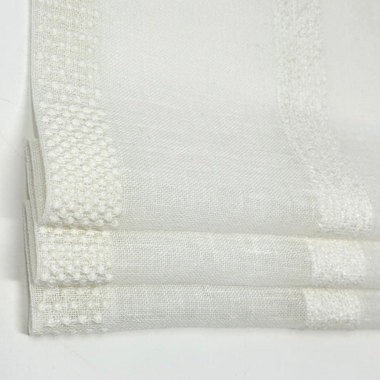 Dot and Texture Stripe Embroidery Blend Sheer Linen Flat Roman Shade, CL1118