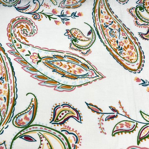 Heritage Paisley Handkerchief Lightweight 100% Linen Fabric by the Yard / 57" Width / CL1116