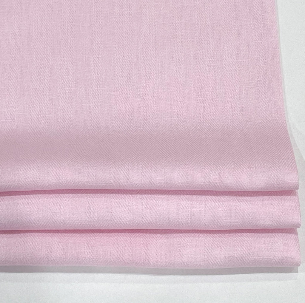 Pink Herringbone Pattern 100% Natural Linen Flat Custom Roman Shade, CL1047
