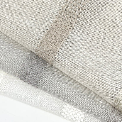 Dot and Texture Stripe Embroidery Blend Sheer Linen Fabric, 118"Width, CL1118