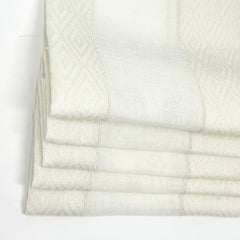 Wide Textured Striped Ivory Sheer Linen Blend Flat Roman Shade / CL1138