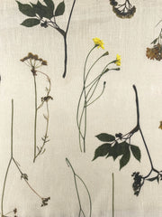 Bloom Plant Garden Print 100% Lightweight Linen Fabric by the Yard / 57" Width / CL1106