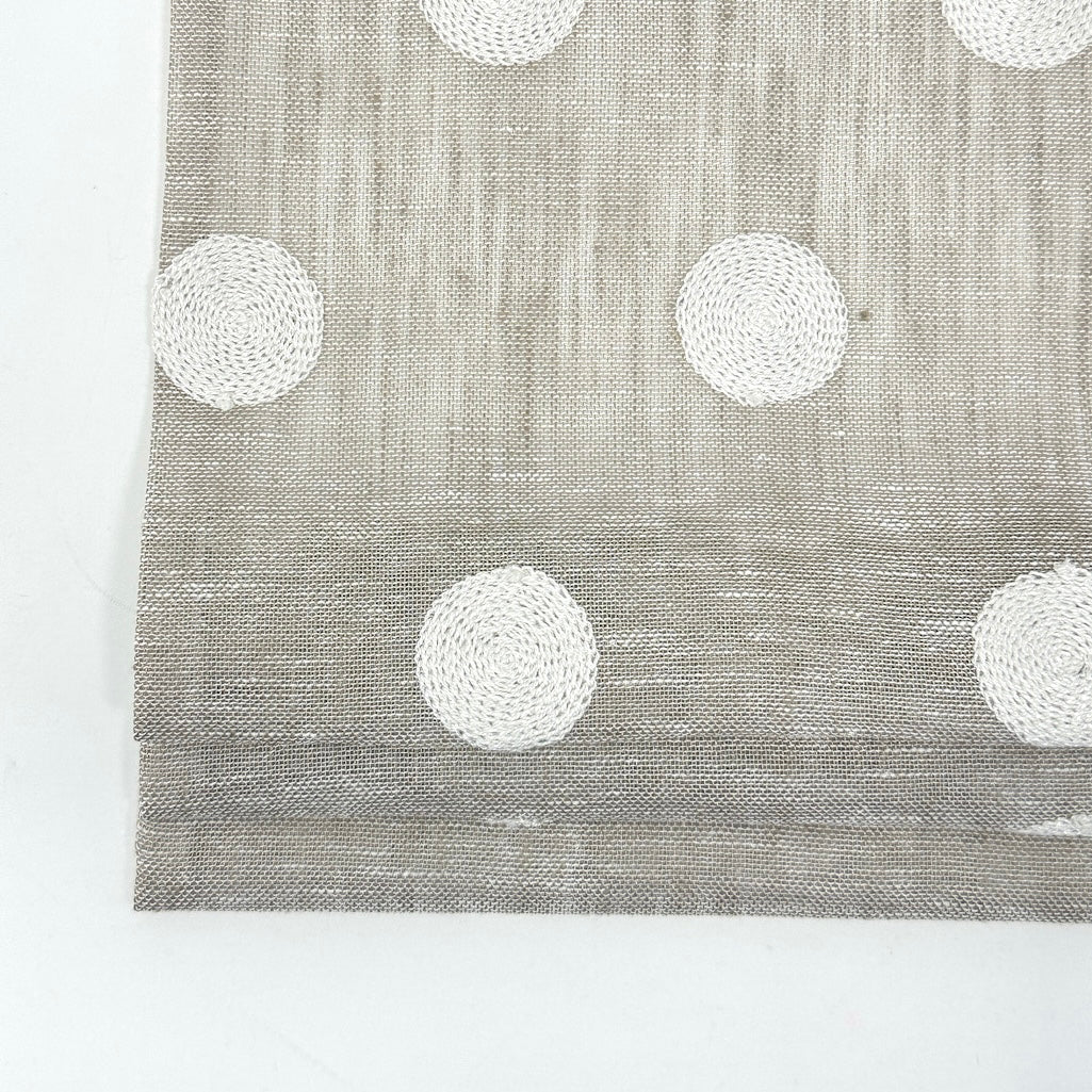 Circle Round Polka Dots Geometric Linen Fabric Flat Roman Shade, CL1072