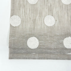 Circle Round Polka Dots Geometric Linen Fabric Flat Roman Shade / CL1072