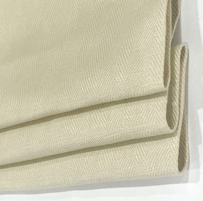 Ecru Herringbone Pattern 100% Natural Linen Flat Custom Roman Shade / CL1047 - Classic & Modern Home