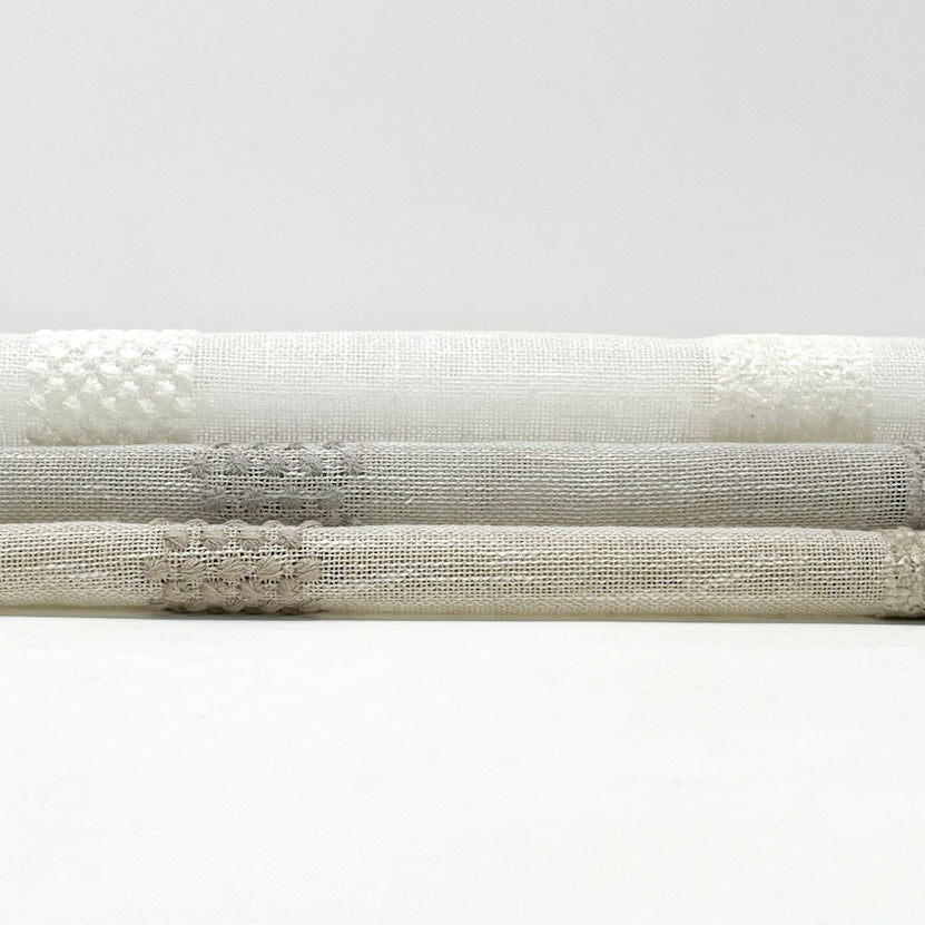 Dot and Texture Stripe Embroidery Blend Sheer Linen Fabric, 118"Width, CL1118