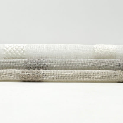 Dot and Texture Stripe Embroidery Blend Sheer Linen Fabric, 118"Width, CL1118