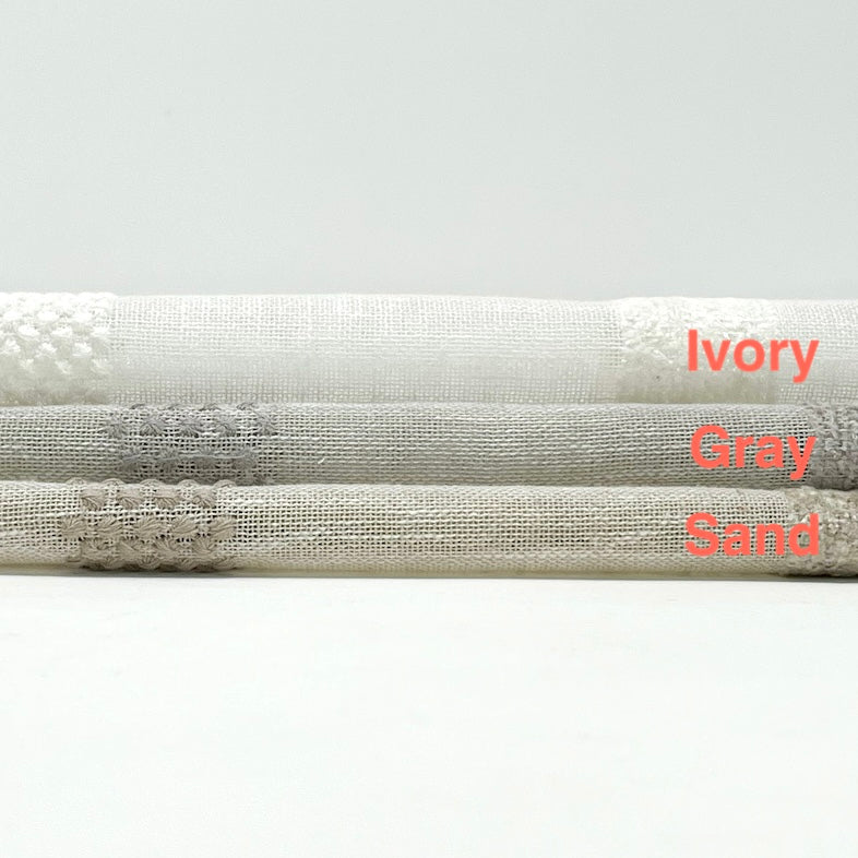 Dot and Texture Stripe Embroidery Blend Sheer Linen Flat Roman Shade, CL1118