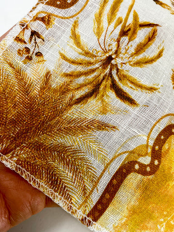 Palm Tree Tropical Handkerchief Light Weight 100% Linen Fabric By The Yard, Dress, Skirt, Pant, Curtain, Drapery, 57" Width/CL1108