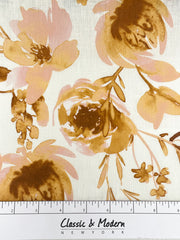 Water Roses Light Weight 100% Linen Fabric By The Yard, Dress, Skirt, Pant, Curtain, Drapery, Table Top, 57" Width/CL1105