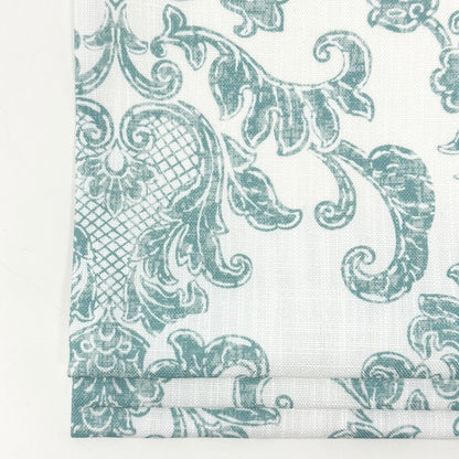 French Floral Damask Faux Linen Flat Roman Shade / CL1091 - Classic & Modern Home