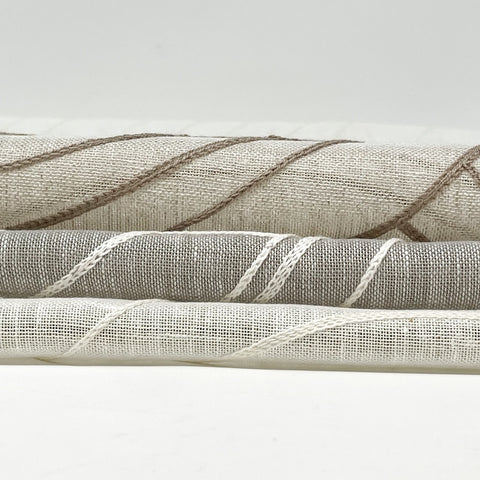 Wave Embroidery Geometric Blend Linen Sheer Fabric by the Yard/54" Width/CL1136