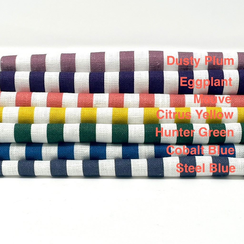 3/8" Narrow Thin Stripe 100% Natural Linen Flat Roman Shade, CL1102