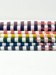 3/8" Narrow Thin Stripe 100% Natural Linen Flat Roman Shade / CL1102