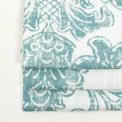 French Floral Damask Faux Linen Flat Roman Shade / CL1091