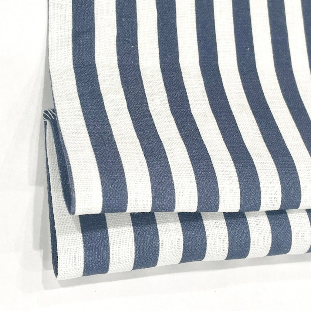 3/8" Narrow Thin Stripe 100% Natural Linen Flat Roman Shade, CL1102