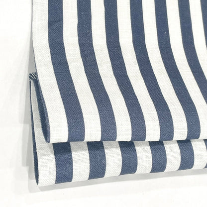 3/8" Narrow Thin Stripe 100% Natural Linen Flat Roman Shade, CL1102