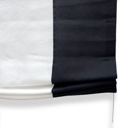 Black & White Two-Tone Linen Relaxed Roman Shade | CL1010