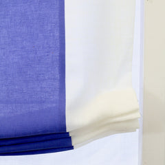 Blue & White Two-Tone Linen Relaxed Roman Shade, Blackout Option/CL1010