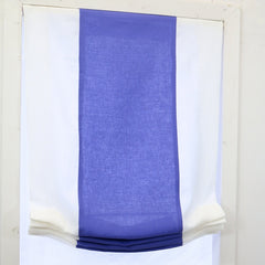 Blue & White Two-Tone Linen Relaxed Roman Shade, Blackout Option/CL1010