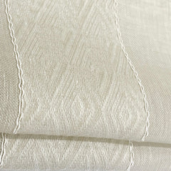 Wide Textured Striped Ivory Sheer Linen Blend Flat Roman Shade / CL1138