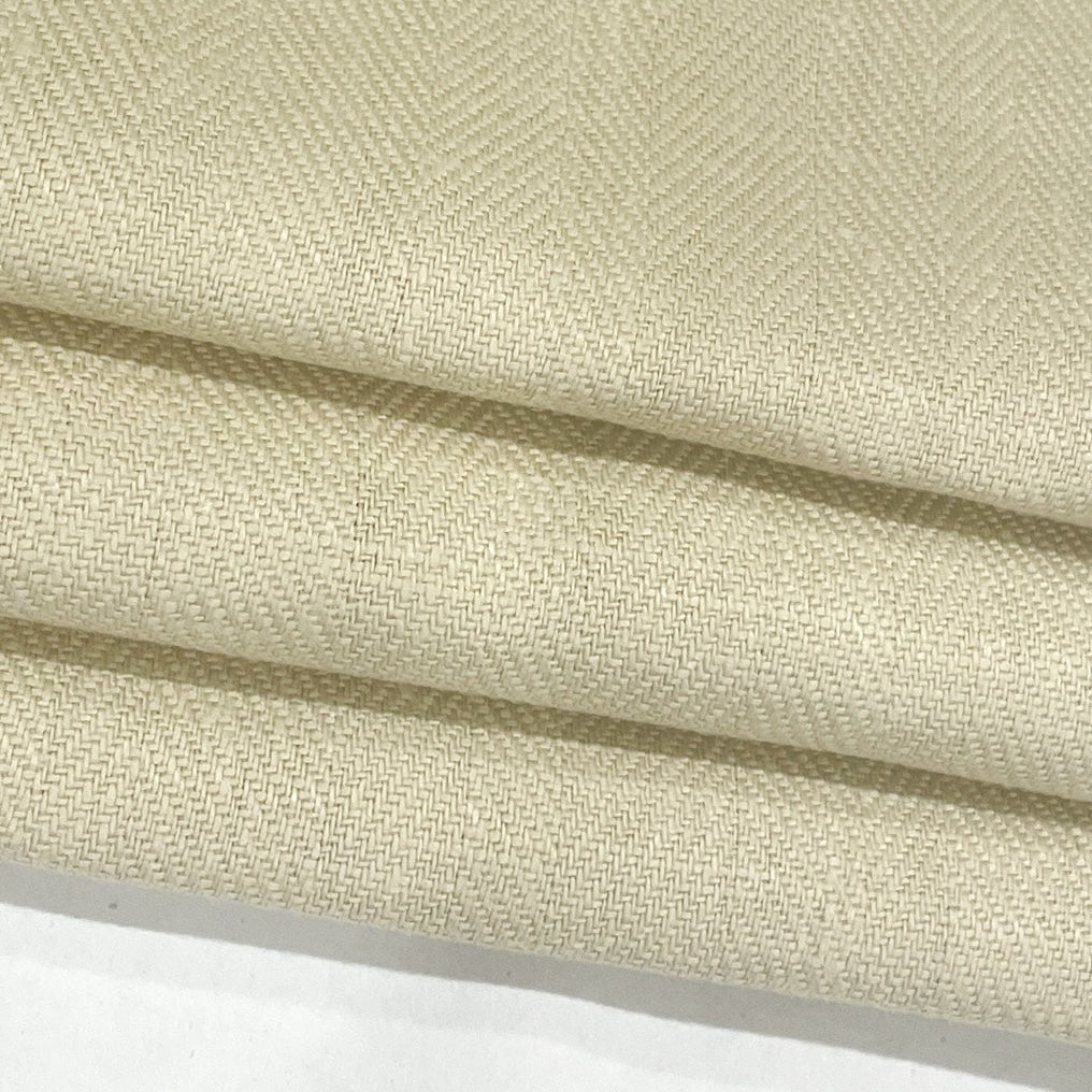 Ecru Herringbone Pattern 100% Natural Linen Flat Custom Roman Shade / CL1047 - Classic & Modern Home