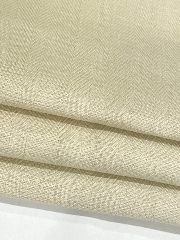 Ecru Herringbone Pattern 100% Natural Linen Flat Custom Roman Shade / CL1047