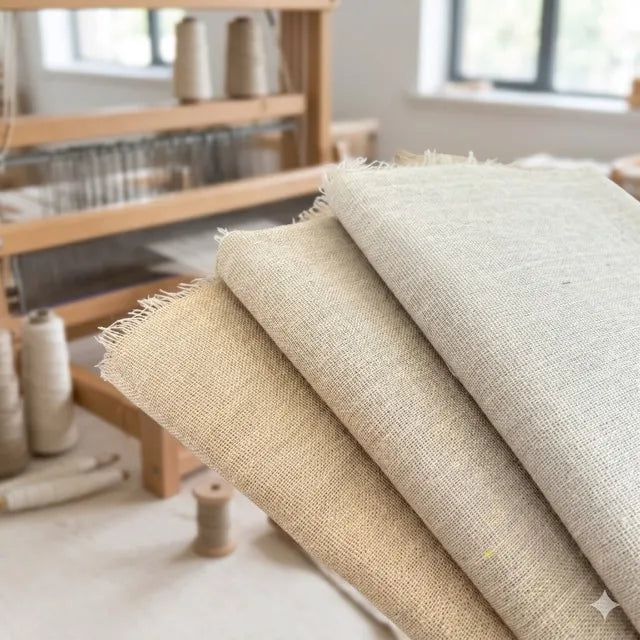 100% Organic Linen Burlap Fabri, Raw Stitch, Bonded Textile for Patchwork, Painting, and Crafting