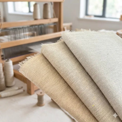 100% Organic Linen Burlap Fabri, Raw Stitch, Bonded Textile for Patchwork, Painting, and Crafting