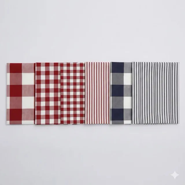 Premium Yarn-Dyed Cotton Linen Blend Classic Buffalo Check, Gingham & Ticking Stripe Fabric, CA1005