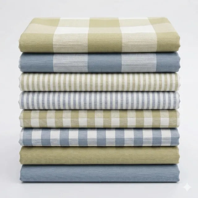 Premium Yarn-Dyed Cotton Linen Blend Classic Buffalo Check, Gingham & Ticking Stripe Fabric, CA1005