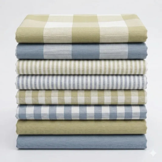 Premium Yarn-Dyed Cotton Linen Blend Classic Buffalo Check, Gingham & Ticking Stripe Fabric, CA1005