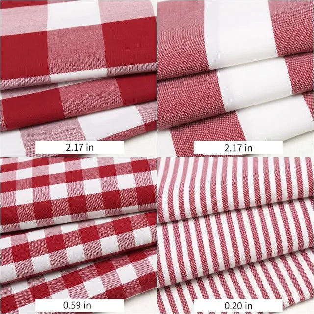 Premium Yarn-Dyed Cotton Linen Blend Classic Buffalo Check, Gingham & Ticking Stripe Fabric, CA1005