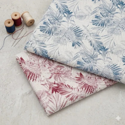 Linen Viscose Flowers Leave Printed Fabric, CA1007
