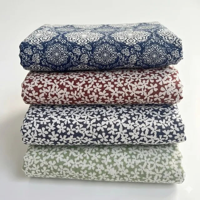Retro Style Ethnic Wind Patterned Printed Cotton Linen Fabric, CA1008