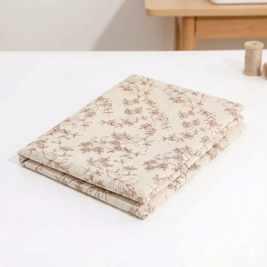 Vintage Floral Printed Linen Fabric Elegant Polyester Linen Fabric, 54"Width, CA1009