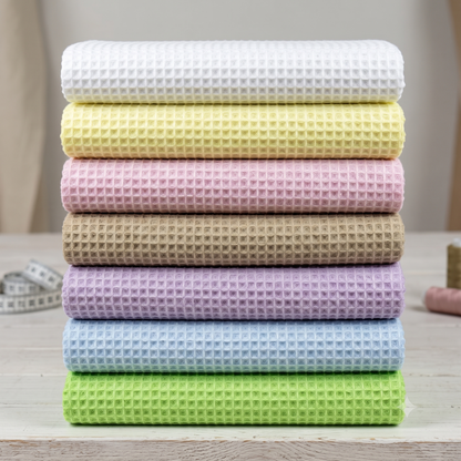 Premium Soft Waffle Weave Cotton Blend Fabric | Moisture-Absorbent, Quick-Dry Bubble Cloth For DIY Sleepwear, Towels & Modern Home Textiles | CA1015