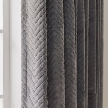 Thermal Blackout Curtain Panel | Velvet Texture Insulated Drapery | CD1046