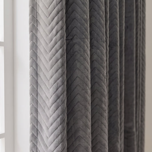 Thermal Blackout Curtain Panel | Velvet Texture Insulated Drapery | CD1046