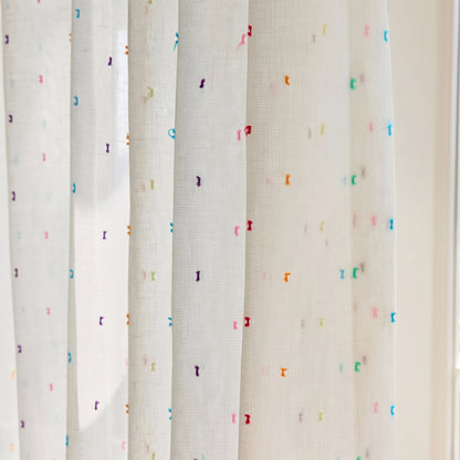 Rainbow Bean Nursery Window Decor Sheer Curtain Panel | CD1047