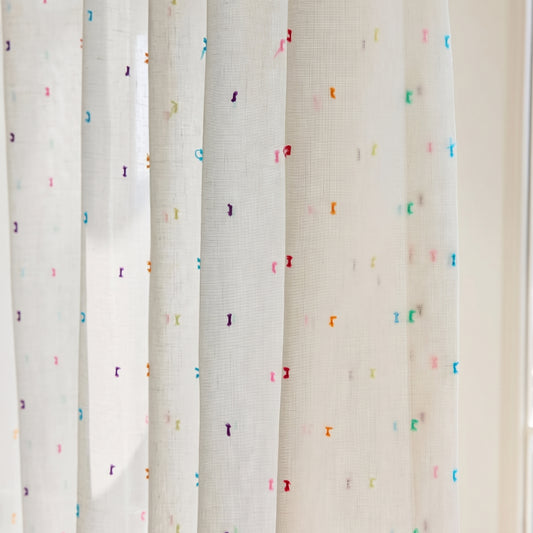 Rainbow Bean Nursery Window Decor Sheer Curtain Panel | CD1047