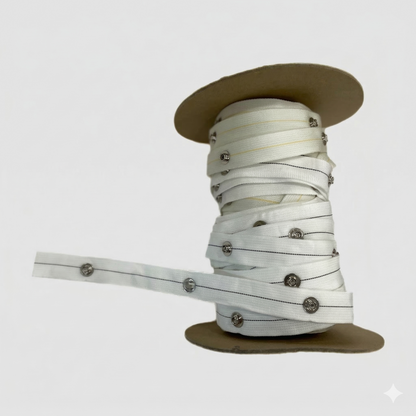 Heavy Duty White Ripplefold Nylon Snap Tape By The Yard, CH1003