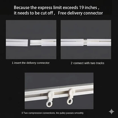 Self-Adhesive Silent Curtain Track, No-Drill Top & Side Mount Rail for Smooth Surfaces | CH1007