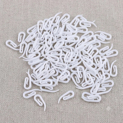 100-Pack White Plastic Curtain Hooks | Secure Curly Glider Hooks for Window Tracks & Rods | CH1006