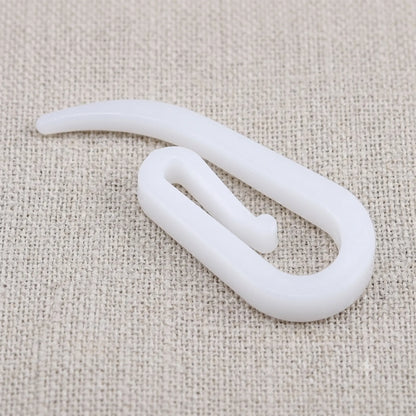 100-Pack White Plastic Curtain Hooks | Secure Curly Glider Hooks for Window Tracks & Rods | CH1006