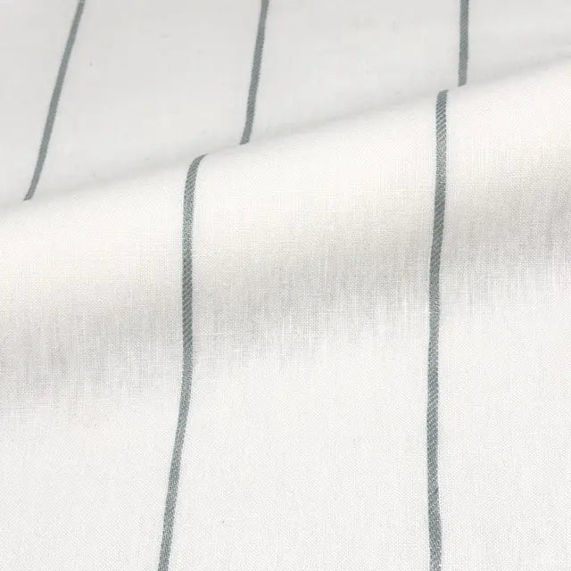Light Green Wide Thin Striped 100% Linen Custom Made Flat Roman Shade, CL1003